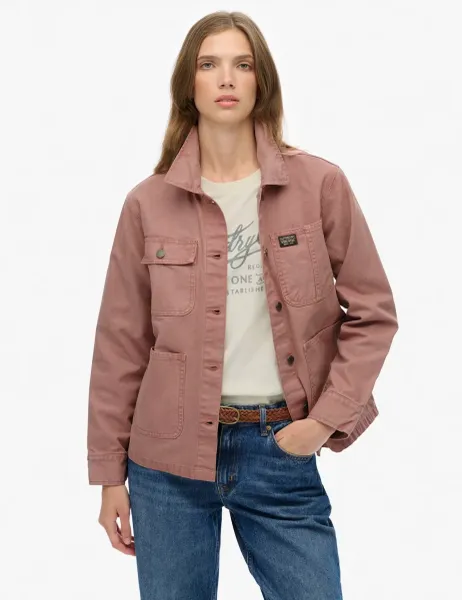 Superdry & Co Pure Cotton Collared Relaxed Utility Jacket Pink