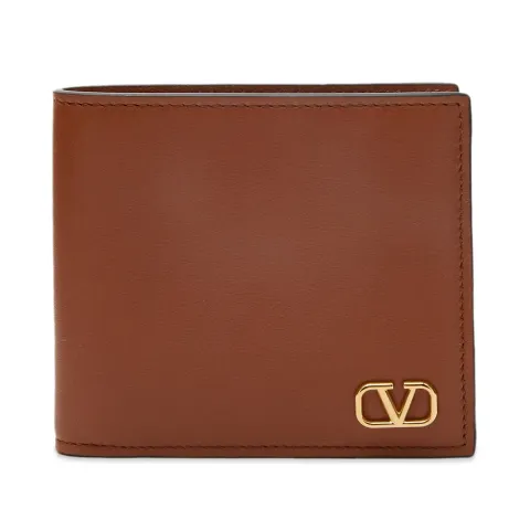 V Logo Leather Billfold Wallet