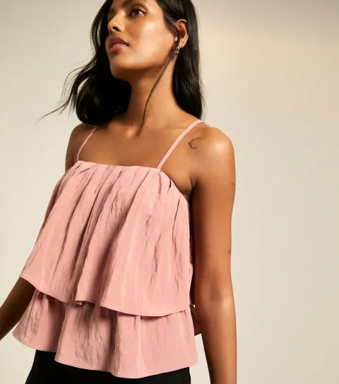 Women's Pink Tiered Cami Top