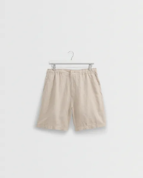 Kurt - Beige Washed Linen Shorts