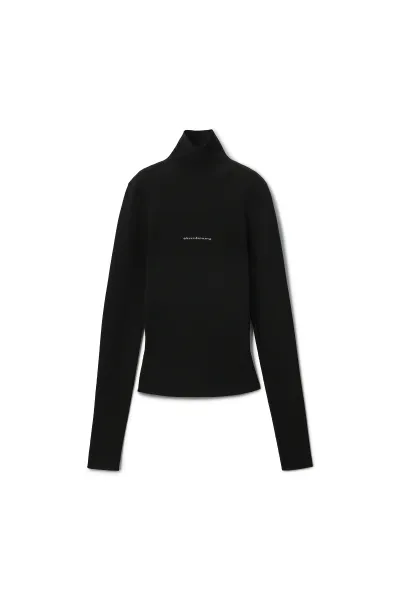 TEXTURED LOGO TURTLENECK