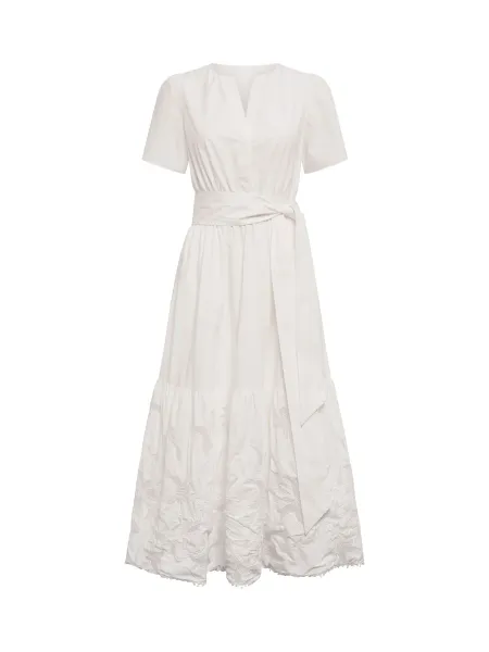 Forever New Matilda Embroidered Tie Midi Dress