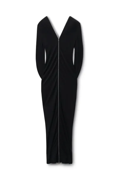 Zippered Sleeve Maxi Dress in Jersey