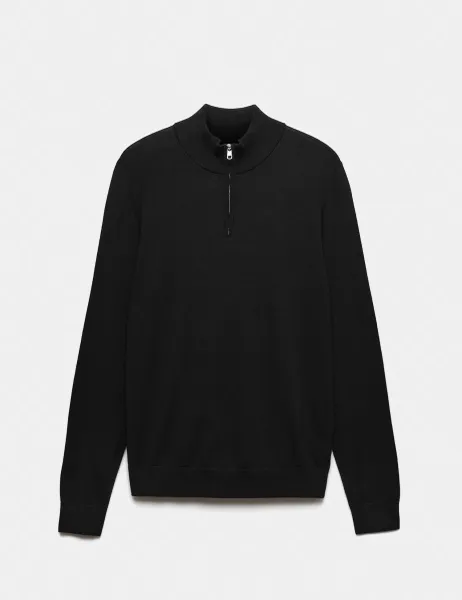 Autograph Pure Extra Fine Merino Wool Half Zip Jumper Black