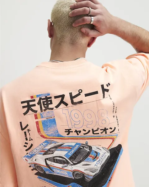 River Island Cotton Washed Japanese Car T-Shirt
