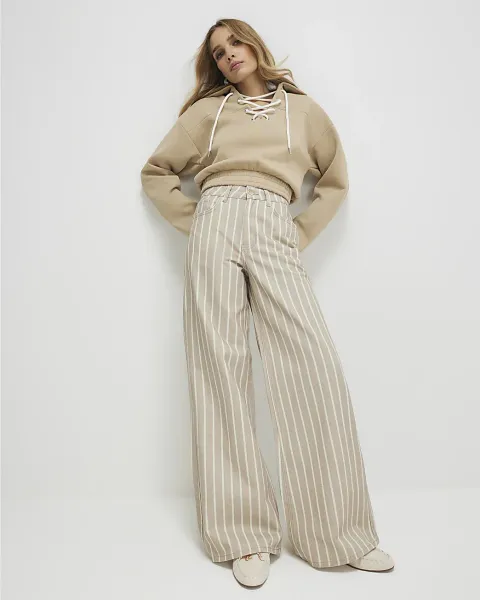 River Island Stripe Wide Leg Jeans