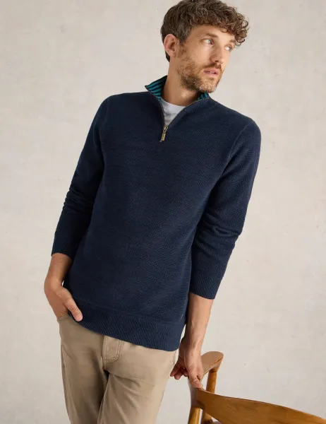 White Stuff Pure Cotton Funnel Neck Jumper Navy