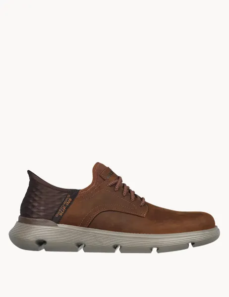 Skechers Garza Gervin Leather Slip-ins Trainers Dark Brown