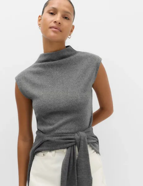 Marks & Spencer Textured Funnel Neck Cosy Vest Charcoal