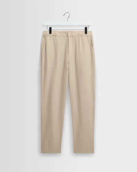 Kurt - Beige Washed Linen Relaxed Fit Trousers