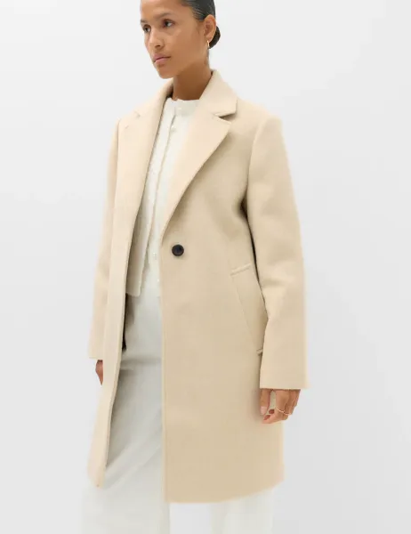 Marks & Spencer Single Breasted Longline Coat Cream
