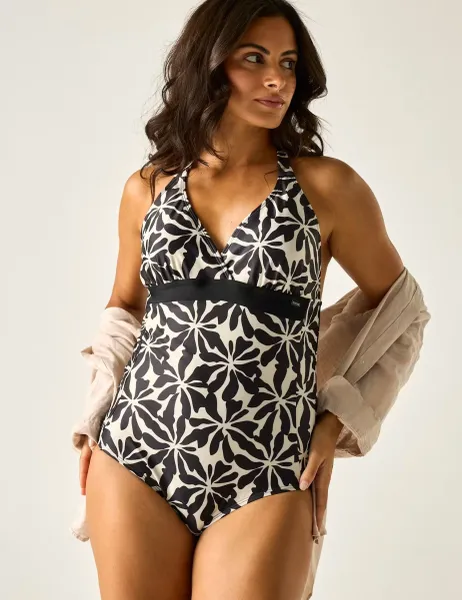 Regatta Flavia II Tummy Control Floral Swimsuit Beige