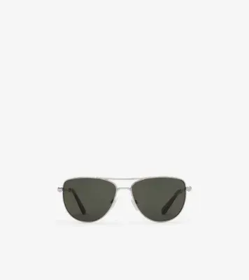 Metal Logo Square Sunglasses in Silver