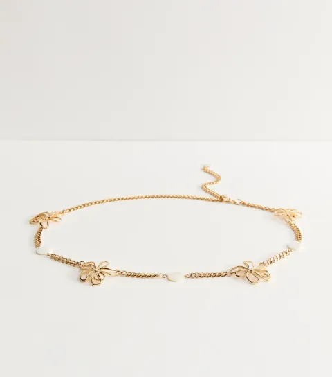 Gold Tone Flower Chain Belt