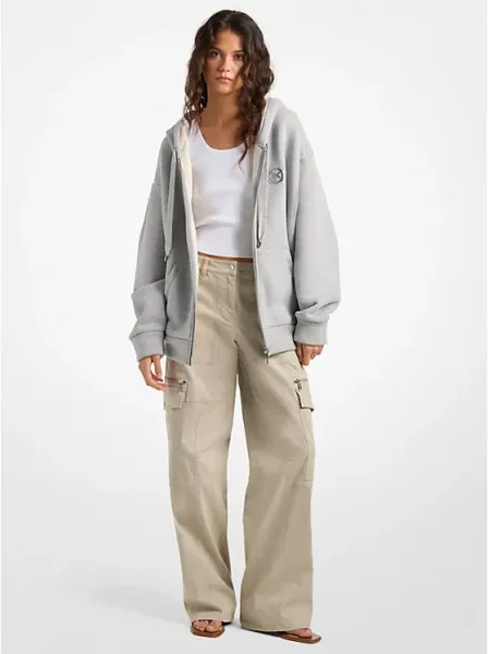 Oversized Fleece-Lined Cotton Hoodie