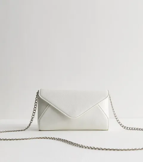 New Look White Pebbled Faux Leather Envelope Clutch