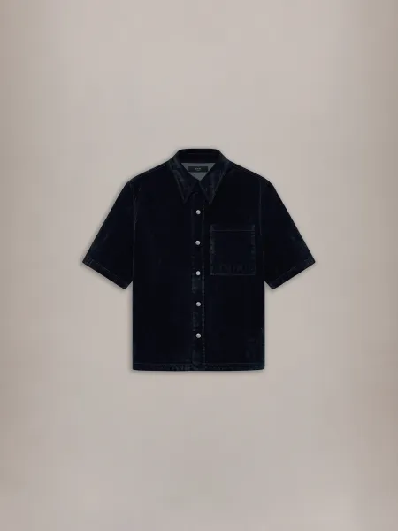 VELVET CAMP SHIRT - BLACK