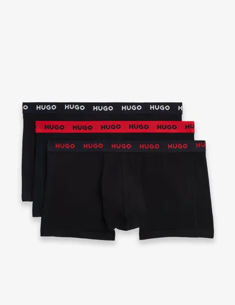HUGO 3 Pack Pure Cotton Trunks Dark Grey