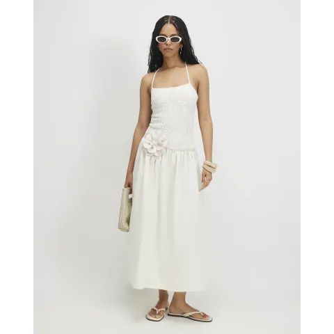River Island Sleeveless Lace Hybrid Midi Dress