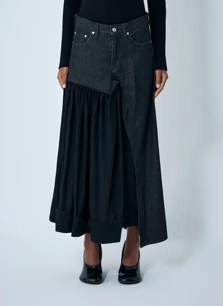 Cut-Off Combination Midi Skirt