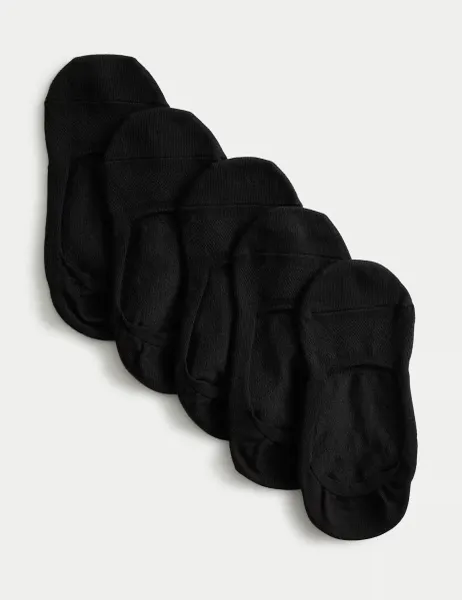 Marks & Spencer 5 Pack Cool & Fresh Cotton Rich No Show Trainer Liners Black