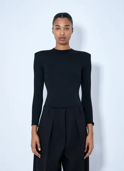 Wool Bodysuit with Long Sleeves