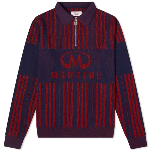 Stripe Logo Half Zip Knit