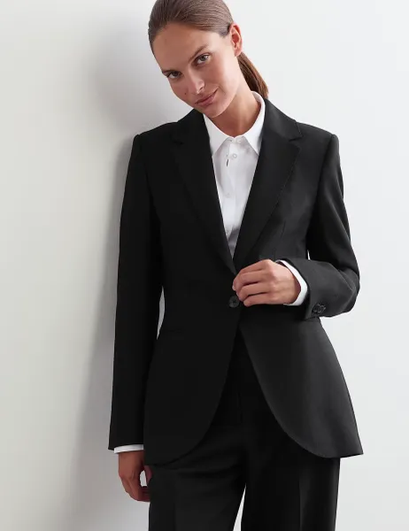 Jaeger Pure Wool Single Breasted Blazer Black