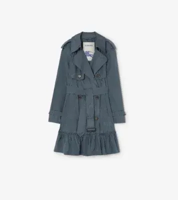 Short Silk Tillydrine Trench Coat in Seafarer blue