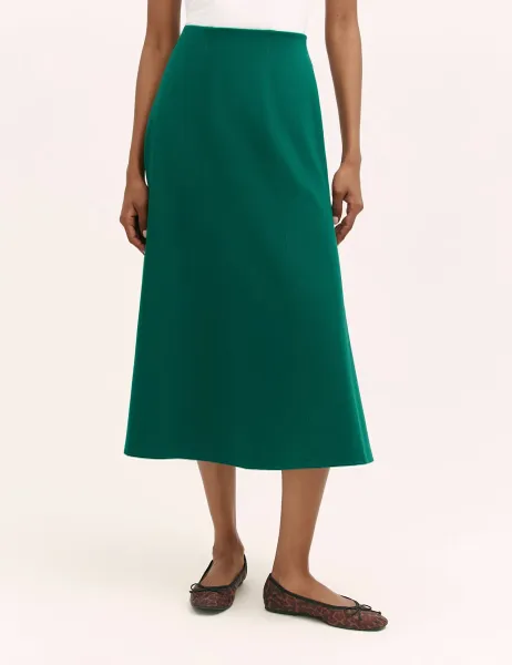 Finery London Jersey Midi Skirt Green