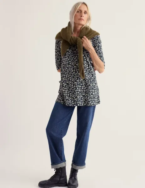 Seasalt Cornwall Pure Cotton Printed Cowl Neck Pintuck Tunic