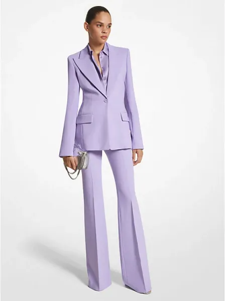 Haylee Stretch Pebble Crepe Flared Trousers