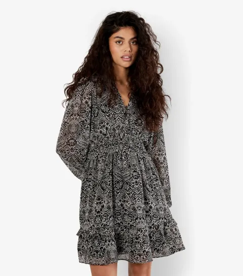 Women's Black Paisley Print Mini Dress