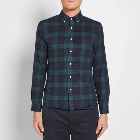Button Down Shaggy Tartan Shirt