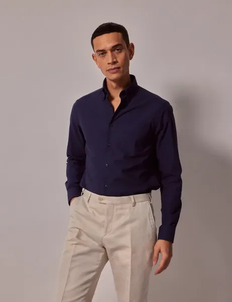 Hawes & Curtis Regular Fit Pure Cotton Oxford Shirt Navy