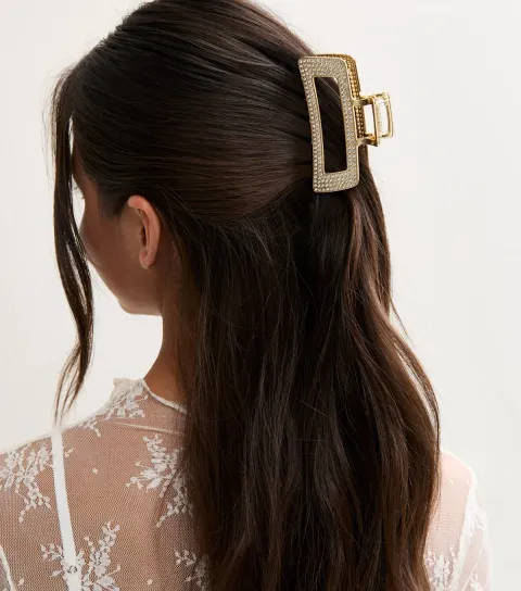 New Look Gold Tone Rectangle Diamanté Hair Claw Clip