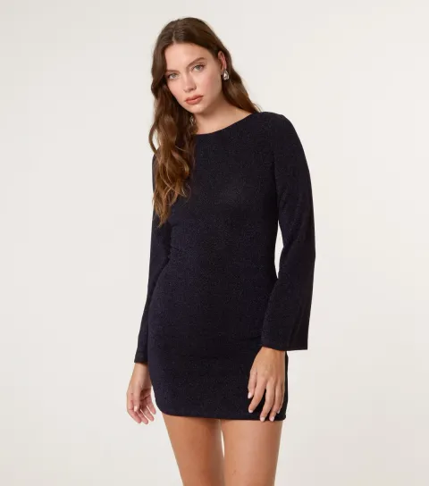 Women's Navy Glitter Mini Dress