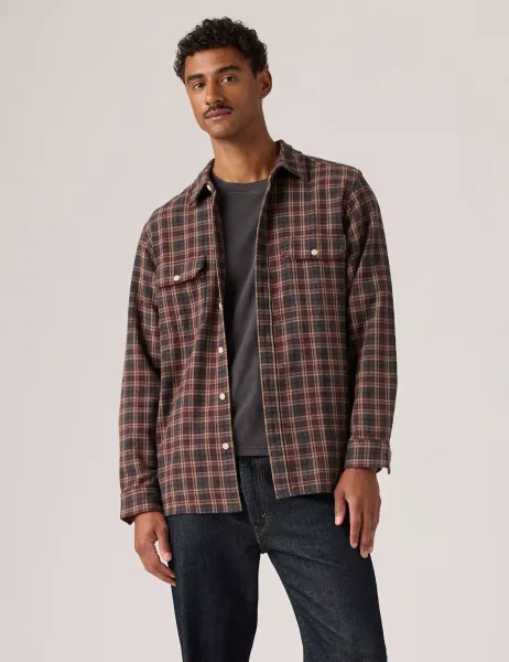 Levi's Levi's Jackson Pure Cotton Worker Shirt Burgundy Mix