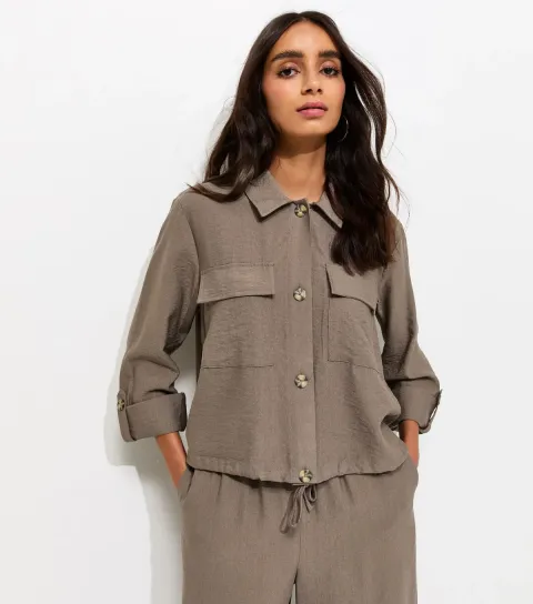 Women's Brown Flap Pocket Shirt