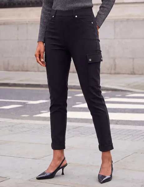 Roman Cargo Straight Leg Trousers Black