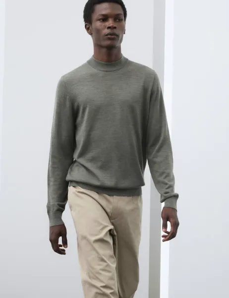 Autograph Pure Extra Fine Merino Wool Performance Jumper Khaki/Olive
