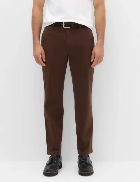 Marks & Spencer Regular Fit Stretch Chinos Rich Brown