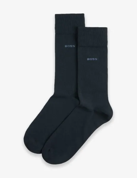 Boss 2 Pack Cotton Rich Ankle Socks Navy
