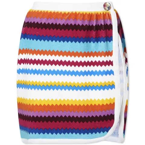 Towelling Stripe Mini Skirt