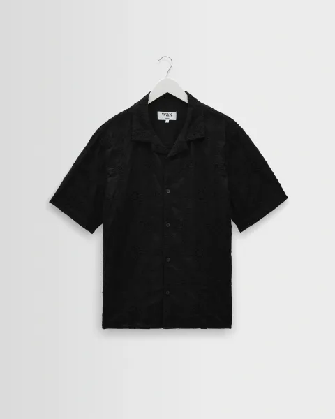 Didcot - Black Corded Lace Short-Sleeve Shirt