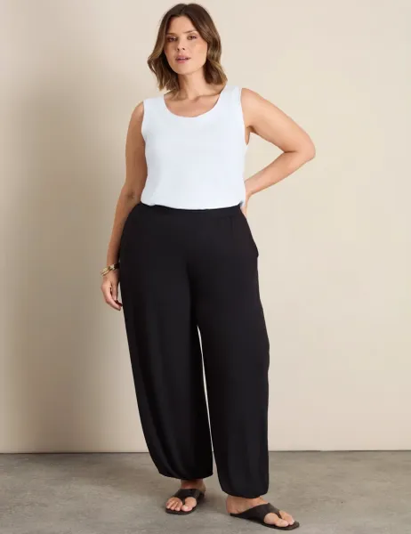 Live Unlimited London Jersey Balloon Trousers Black