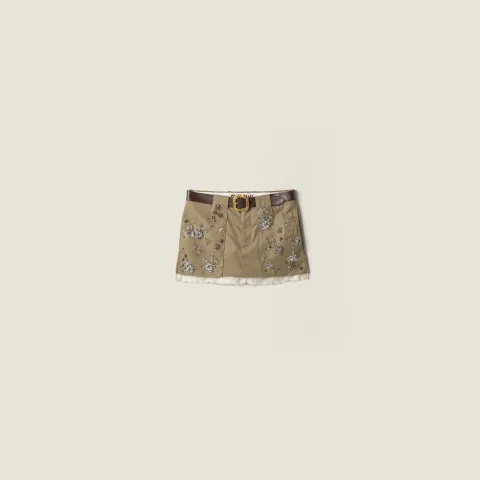 Embroidered chino miniskirt