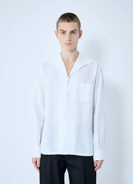 Linen Spread Collar Shirt
