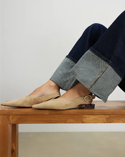 River Island Faux Suede Point Toe Flats