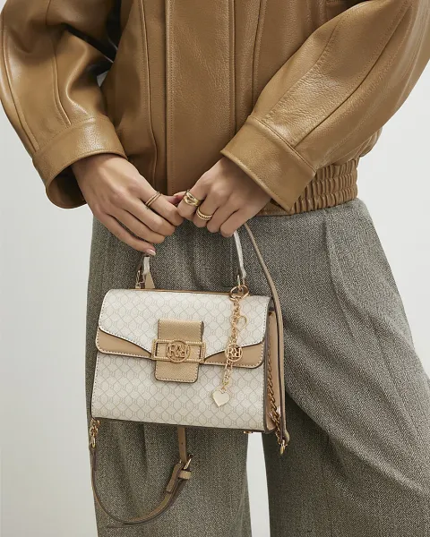 River Island Monogram Panelled Mini Tote Bag
